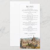Menu Mariage de destination à l'aquarelle à Barcelone (Devant / Derrière)