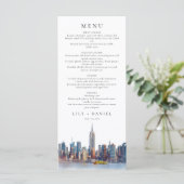 Menu Mariage de destination à New York à l'aquarelle (Debout devant)