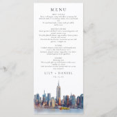 Menu Mariage de destination à New York à l'aquarelle (Devant)