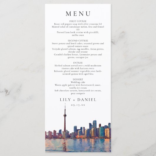 Menu Mariage de destination à Toronto avec vue sur la s (Devant)