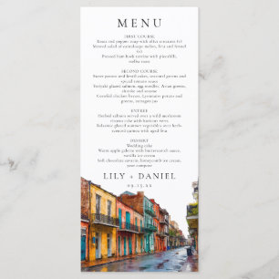 Menu Mariage de destination aquarelle à la Nouvelle-Orl