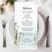 Menu Mariage de destination de plage tropicale