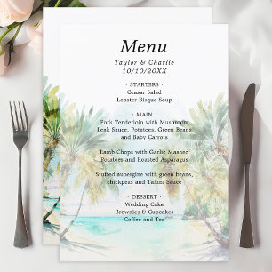 Menu Mariage de Destination sur une Plage Tropicale