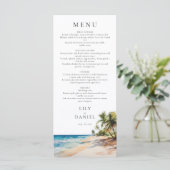 Menu Mariage de destination tropical à l'aquarelle (Debout devant)