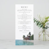Menu Mariage de destination tropical à l'aquarelle (Debout devant)