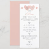 Menu Mariage de deux coeurs (Devant / Derrière)