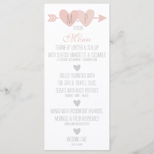 Menu Mariage de deux coeurs (Devant)