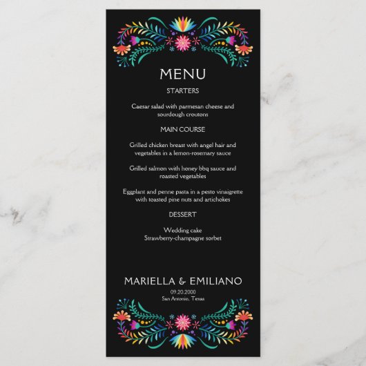 Menu Mariage de douche Fiesta Floral (Devant)
