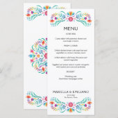 Menu Mariage de douche Fiesta Floral (Devant / Derrière)