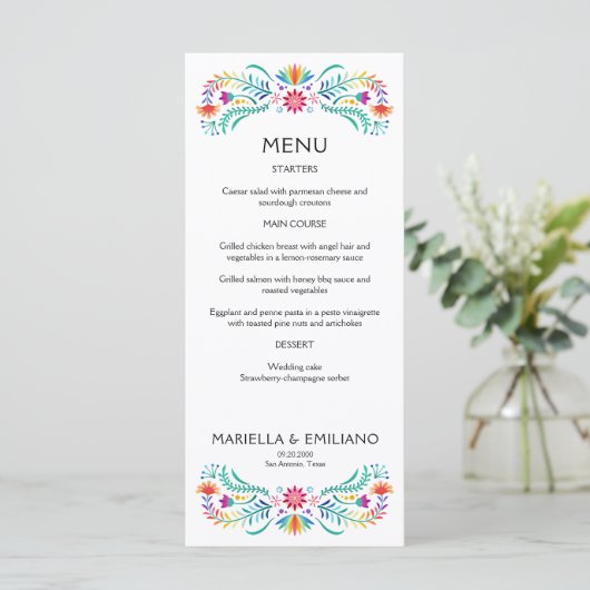 Menu Mariage de douche Fiesta Floral (Debout devant)