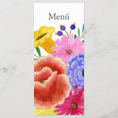 Menu Mariage de fête espagnole florale à l'aquarelle (Dos)