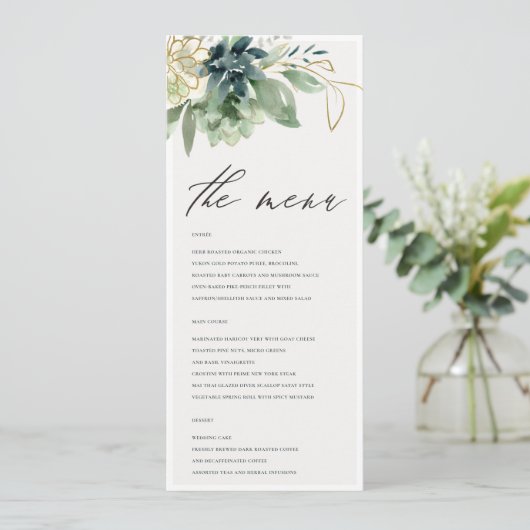 Menu Mariage de feuillage Succulent bleu Dusky Gre (Debout devant)