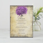 Menu Mariage de feuille d'arbre de coeur violet radiant (Debout devant)