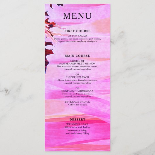 Menu Mariage de feuilles d'automne orange rose (Devant)