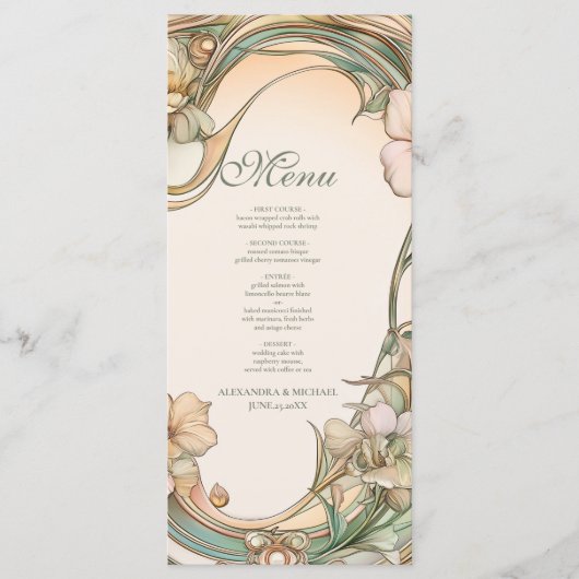 Menu Mariage de fleur de crème de pêche (Devant)