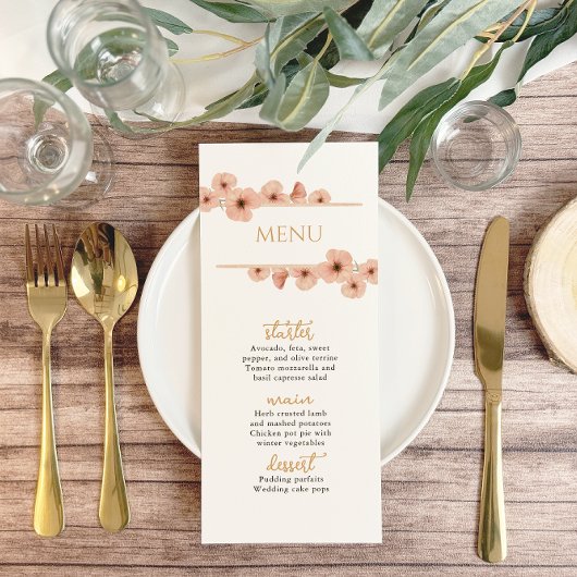 Menu Mariage de Fleur sauvage Russe Blush Rose