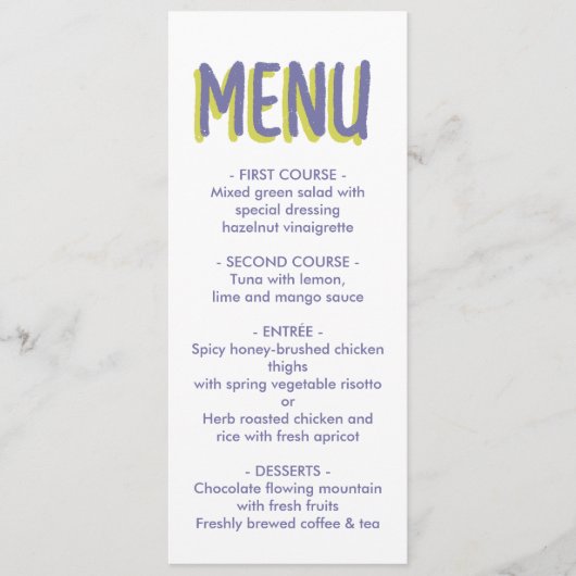 Menu Mariage de fleurs (Devant)