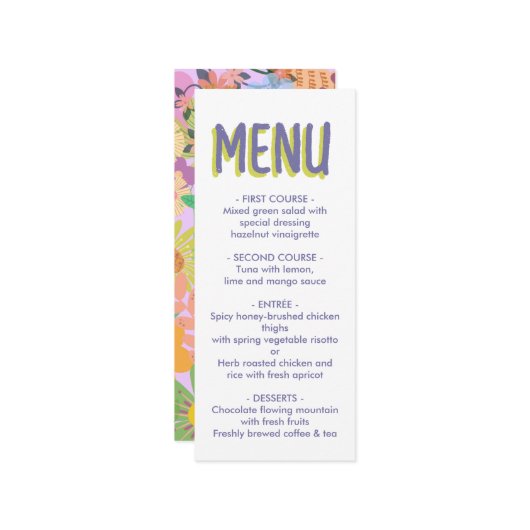 Menu Mariage de fleurs (Devant/Arrière en situation)