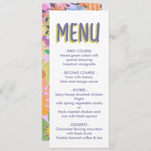 Menu Mariage de fleurs (Devant / Derrière)