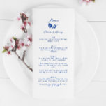 Menu Mariage de fleurs blanches à main bleue<br><div class="desc">Menu Mariage Fleur Whimsical Dessiné À Main Bleue</div>
