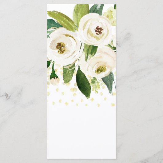 Menu Mariage de fleurs blanches d'aquarelle (Dos)
