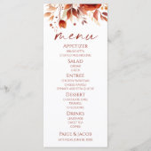 Menu Mariage de fleurs Brown rouillées de Bourgogne (Devant)