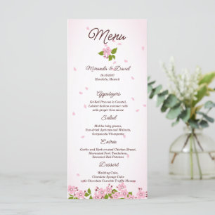 Menu Mariage de fleurs de cerisier rose Sakura japonais