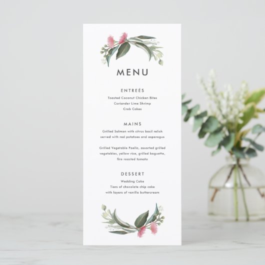 Menu Mariage de fleurs de gomme d'origine australi (Debout devant)