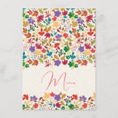 Menu Mariage de fleurs de prés pourpre jaune moutarde d (Dos)