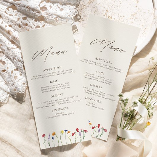 Menu Mariage de fleurs Fleur sauvage de Monogramme colo