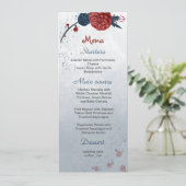 Menu mariage de fleurs marine et bordeaux (Debout devant)