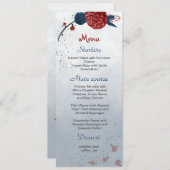 Menu mariage de fleurs marine et bordeaux (Devant / Derrière)