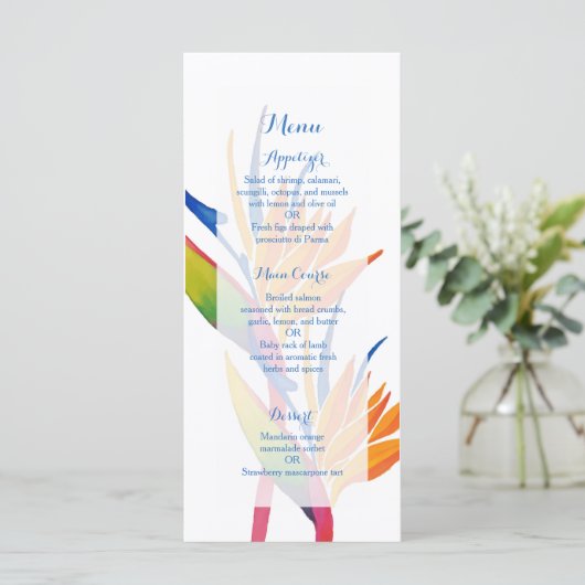 Menu mariage de fleurs tropicales (Debout devant)