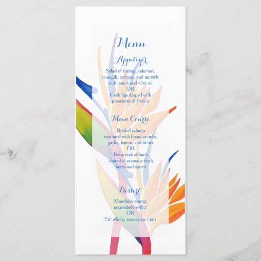 Menu mariage de fleurs tropicales (Devant)