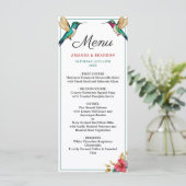 Menu Mariage de fleurs tropicales rouges des colibris v (Debout devant)