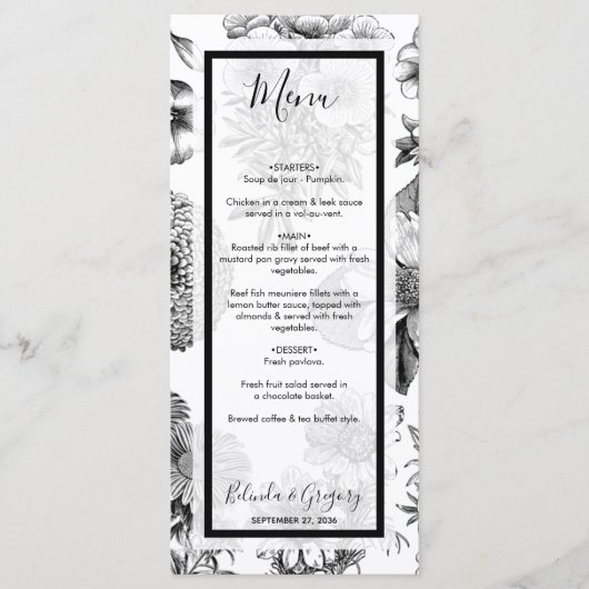 Menu Mariage de fleurs Vintages rustiques (Devant)