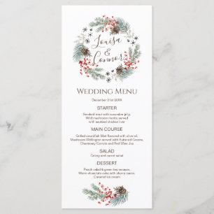 Menu Mariage de flocon de neige Berry Pine de Noël