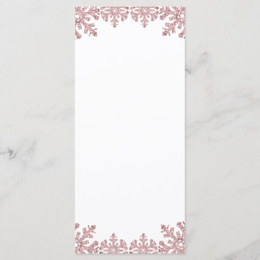 Menu Mariage de flocon de neige rose (Dos)