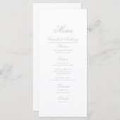 Menu Mariage de frontière florale argent (Devant / Derrière)