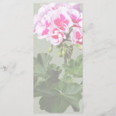 Menu Mariage de géranium rouge et rose (Dos)