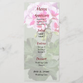 Menu Mariage de géranium rouge et rose (Devant)