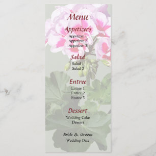 Menu Mariage de géranium rouge et rose