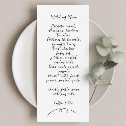 Menu Mariage de gribouillis moderne