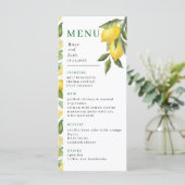 Menu Mariage de jardin de citron aquarelle (Debout devant)