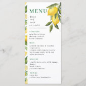 Menu Mariage de jardin de citron aquarelle (Devant)