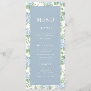 Menu Mariage de jardin floral vert sauge et bleu Hydran