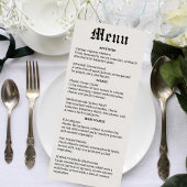 Menu Mariage de journal nostalgique