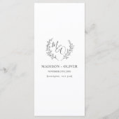 Menu Mariage de la branche de feuille de laurier m (Dos)