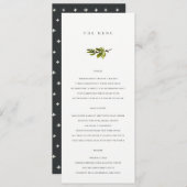 Menu Mariage de la branche de pin noir et blanc minimal (Devant / Derrière)