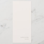 Menu Mariage de la Branche Olive Ecru Moderne (Dos)